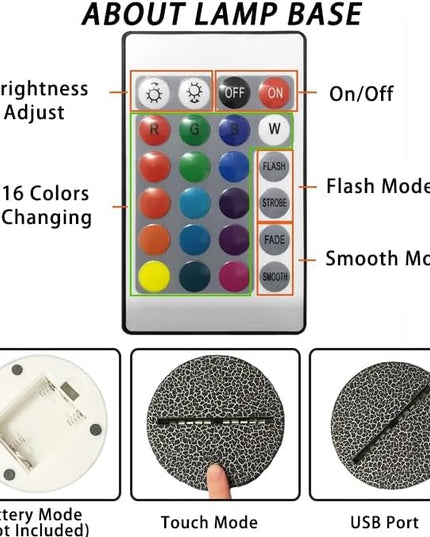 3D Piano Night Light Illusion Lamp,16 Colors Changing with Remote Control,Bedroom Home Decor for Family, Friends, Women - LeafyLoom