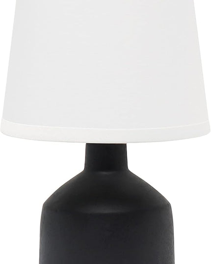 Simple Designs LT2080-BLK Mini Bocksbeutal Concrete Table Desk Lamp with Tapered Drum Fabric White Shade, Black (Pack of 12) - LeafyLoom