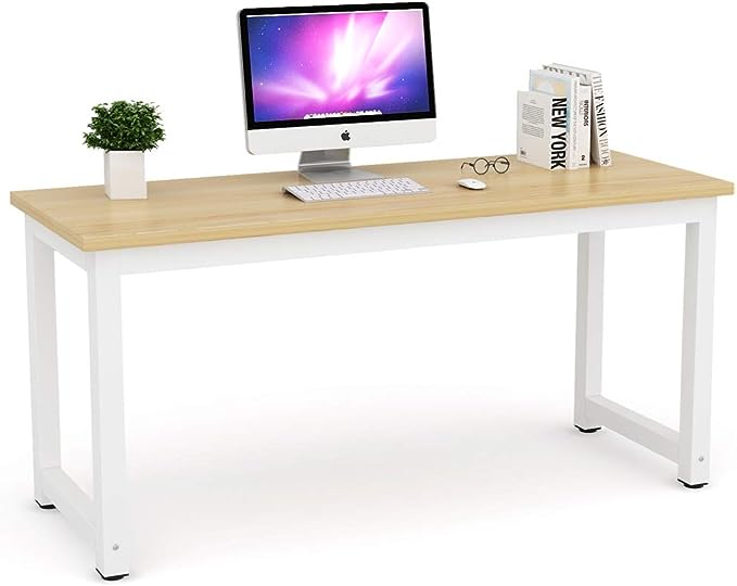 Tribesigns Computer Desk, 63 inch Large Office Desk Computer Table Study Writing Desk Workstation for Home Office, Walnut - LeafyLoom