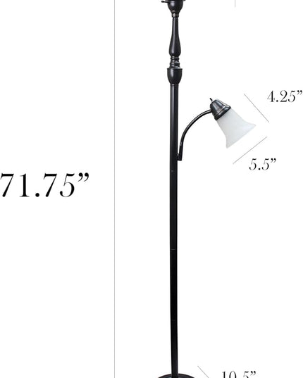 Elegant Designs LF2003-RBZ 2 Light Mother Daughter Floor Lamp with White Marble Glass,Restoration Bronze - LeafyLoom