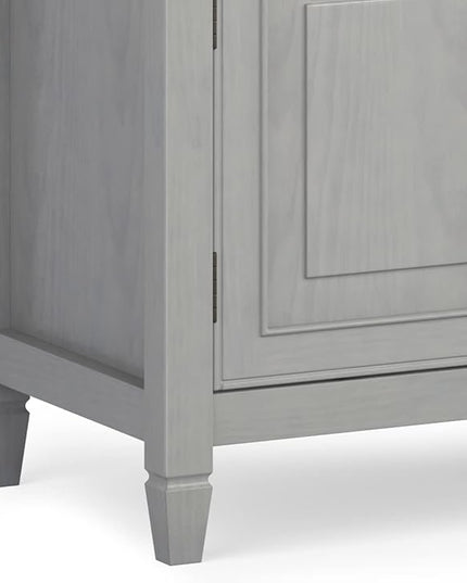 SIMPLIHOME Connaught SOLID WOOD 72 Inch Wide Traditional TV Media Stand in Fog Grey for TVs up to 80 Inches, For the Living Room and Entertainment Center - LeafyLoom