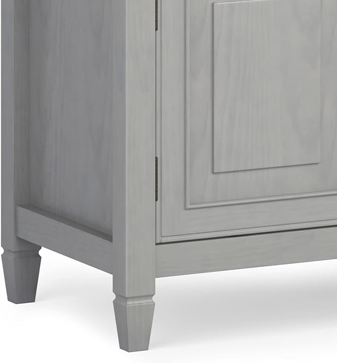 SIMPLIHOME Connaught SOLID WOOD 72 Inch Wide Traditional TV Media Stand in Fog Grey for TVs up to 80 Inches, For the Living Room and Entertainment Center - LeafyLoom