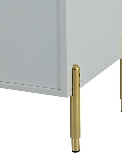 Merax Sideboard Buffet Cabinet with Storage, Light Luxury Style with Acrylic Doors & 3 Drawers, White - LeafyLoom
