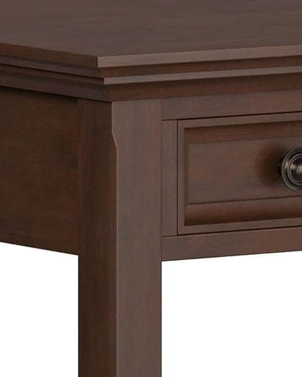 SIMPLIHOME Amherst SOLID WOOD Transitional 54 Inch Wide Desk in Russet Brown, For the Office Desk, Writing Table, Workstation and Study Table - LeafyLoom