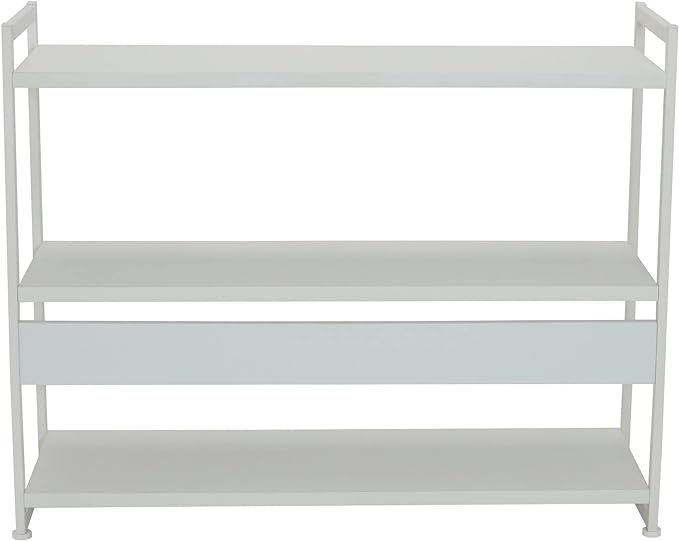 Household Essentials Jamestown Wide 3 Shelf Open Storage Bookshelf Scandinavian White and White Metal - LeafyLoom