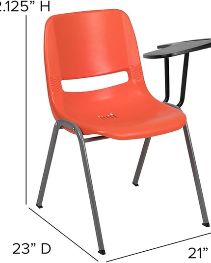 Flash Furniture Orange Ergonomic Shell Chair with Left Handed Flip-Up Tablet Arm - LeafyLoom