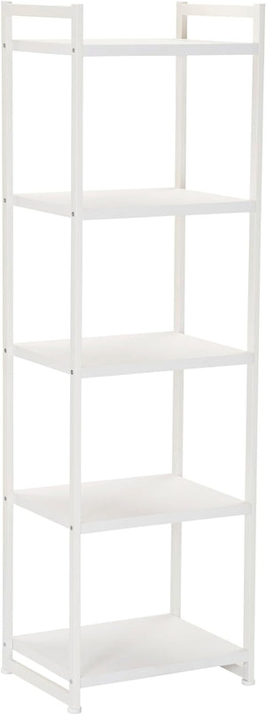 Household Essentials Jamestown Narrow 5 Shelf Open Storage Bookshelf Scandinavian White and White Metal - LeafyLoom