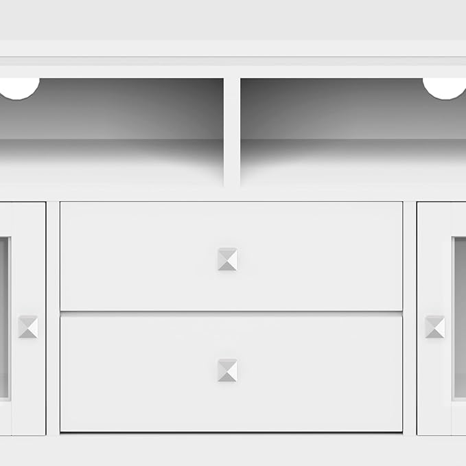 SIMPLIHOME Cosmopolitan SOLID WOOD Wide Contemporary Media Stand for TVs up to 80 inches for The Living Room and Entertainment Center, 72 inch, White - LeafyLoom