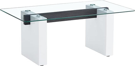 NicBex 43.3Inch Rectangular Dining Table,Minimalist Kitchen Table with Tempered Glass Tabletop and Wood MDF Legs for 4 to 6,Dining Room Table for Kitchen,Meeting Room and Living Room,Transparent - LeafyLoom