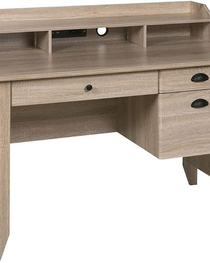 OneSpace Eleanor Executive Hutch and USB, Charger Hub, Light Oak Desk, No Size - LeafyLoom