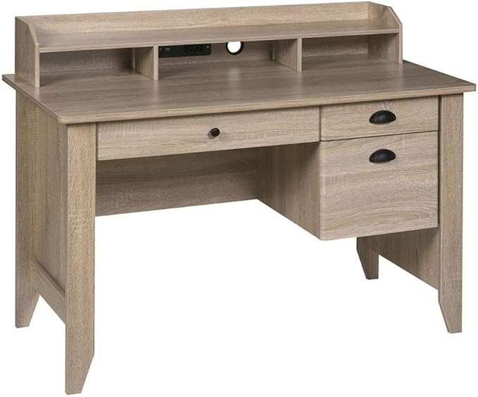 OneSpace Eleanor Executive Hutch and USB, Charger Hub, Light Oak Desk, No Size - LeafyLoom