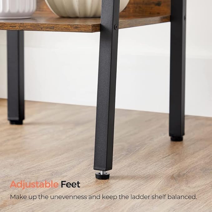 VASAGLE Bookshelf, 4-Tier Narrow Bookcase, Ladder Shelf for Home Office, Living Room, Bedroom, Kitchen, Rustic Brown and Ink Black ULLS108B01 - LeafyLoom