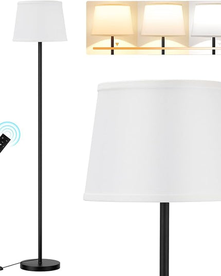 【Upgraded】 Floor Lamps for Living Room, Modern Floor Lamp with Remote Control, Dimmable Colors Temperature Standing Lamp Foot Switch, Tall Lamps for Bedroom Office Kid Room(9W LED Bulb) - LeafyLoom