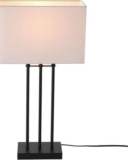 Globe Electric 67528 24" Table Lamp, Matte Black, White Fabric Shade, On/Off Switch on Socket, Table Lamp for Living Room, Home Décor, E26 Light Bulb, Lamps for Bedrooms, Table Lamp, Minimalist - LeafyLoom