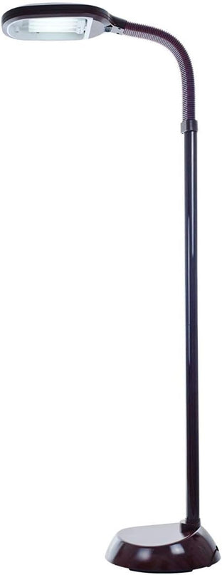 Bedford Home Floor Lamp - Full Spectrum Natural Sunlight Lamp with Bendable Neck - Reading, Craft, and Esthetician Light (Brown Woodgrain) - LeafyLoom