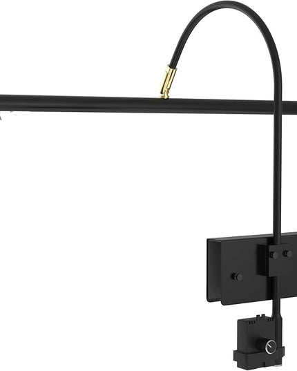 Cocoweb 19" LED Grand Piano Light in Black with Brass Accents with Dimmer Clip - LeafyLoom