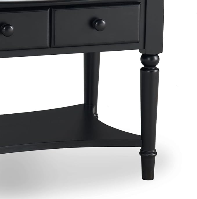Leick Coastal Oval Coffee Table with Shelf, Swan Black - LeafyLoom