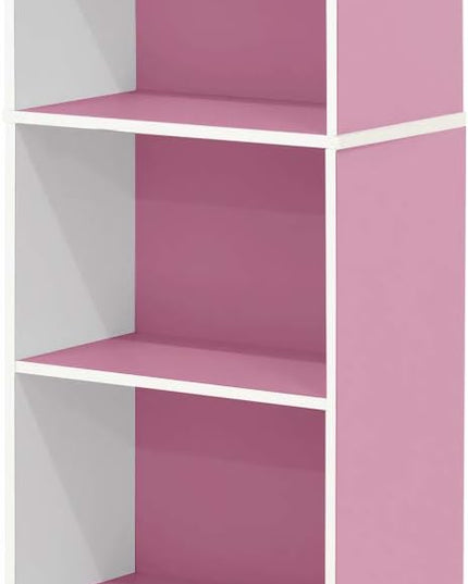 Furinno 5-Tier Reversible Color Open Shelf Bookcase , White/Pink 11055WH/PI - LeafyLoom