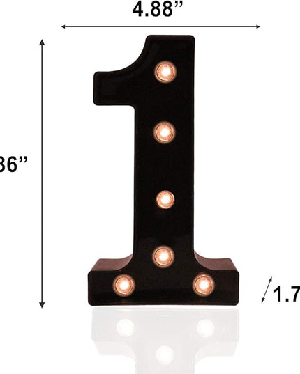 Light Up Black Alphabet Marquee Number Sign LED Marquee Number Lights Sign for Night Light Home Bar Christmas Lamp Birthday Party Wedding Decoration 1 - LeafyLoom