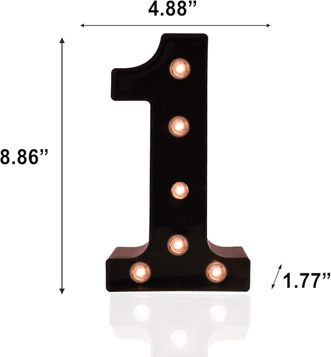 Light Up Black Alphabet Marquee Number Sign LED Marquee Number Lights Sign for Night Light Home Bar Christmas Lamp Birthday Party Wedding Decoration 1 - LeafyLoom