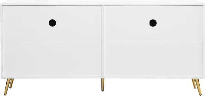 Merax TV Stand for 60+ Inch Television with Large Storage, Modern Entertainment Center for Living Room, Bedroom Media Console Table Cabinet Furniture, 63" Long, White - LeafyLoom