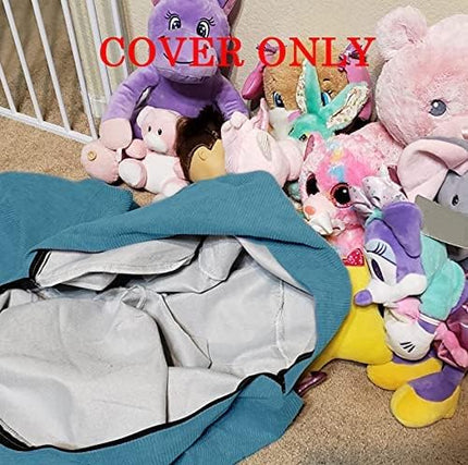 Stuffed Animal Storage Bean Bag Chair Cover (No Filler) for Kids and Adults.Soft Premium Corduroy Stuffable Beanbag for Organizing Children Plush Toys or Memory Foam Small 100L(LightBlue) - LeafyLoom