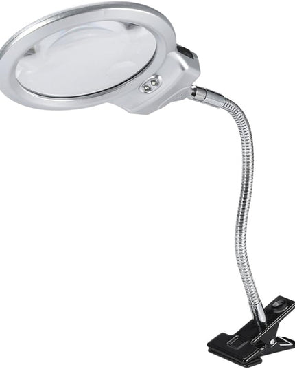 LED magnifying lamp, table magnifying glass, magnifying glass lighting lens with flexible gooseneck, for bed lamp, tattoo, manicure, makeup, eyelashes, suitable for crafts, - LeafyLoom