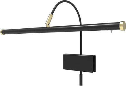 Cocoweb 19" Grand Piano Lamp - Adjustable, Black with Brass Accents, LED Clip-on with Dimmer - GPLED19D - LeafyLoom