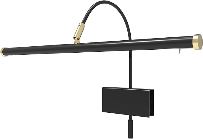 Cocoweb 19" Grand Piano Lamp - Adjustable, Black with Brass Accents, LED Clip-on with Dimmer - GPLED19D - LeafyLoom