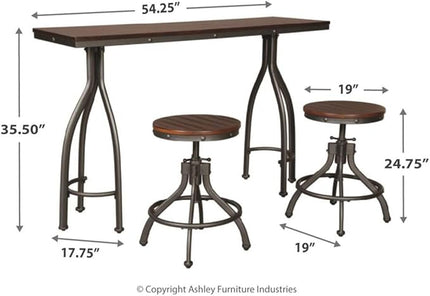 Signature Design by Ashley Odium Urban Counter Height Dining Table Set with 2 Bar Stools, Gray - LeafyLoom
