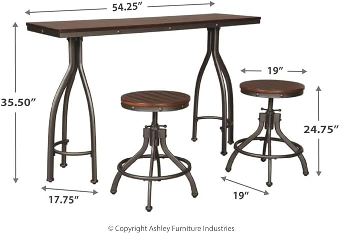 Signature Design by Ashley Odium Urban Counter Height Dining Table Set with 2 Bar Stools, Gray - LeafyLoom