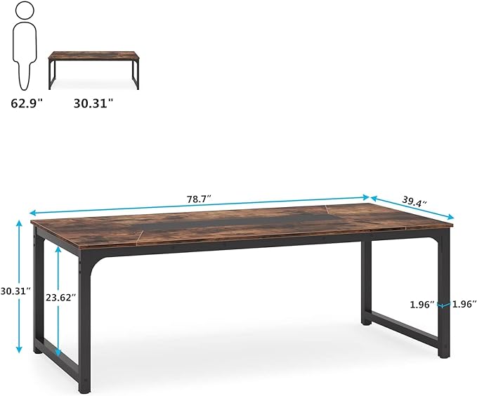 Tribesigns Modern Computer Desk, 78.7 x 39.4 inch X Large Executive Office Desk Computer Table Study Writing Desk Workstation for Home Office,Rustic/Black - LeafyLoom