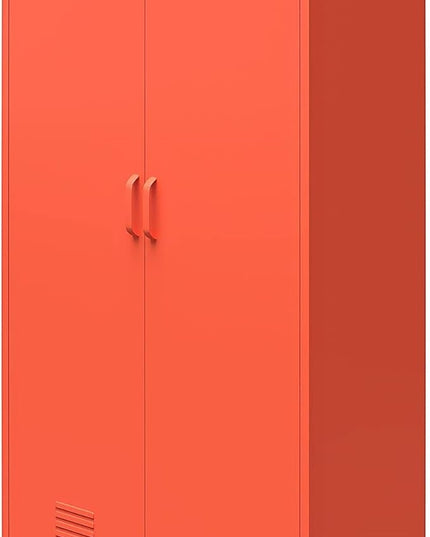 Novogratz Cache Tall 2 Door Metal Locker Cabinet, Orange - LeafyLoom
