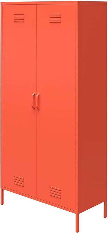 Novogratz Cache Tall 2 Door Metal Locker Cabinet, Orange - LeafyLoom
