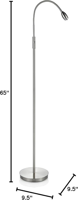 402071-15, FOCUS Adjustable Beam LED Floor Lamp,Metal, Nickel - LeafyLoom
