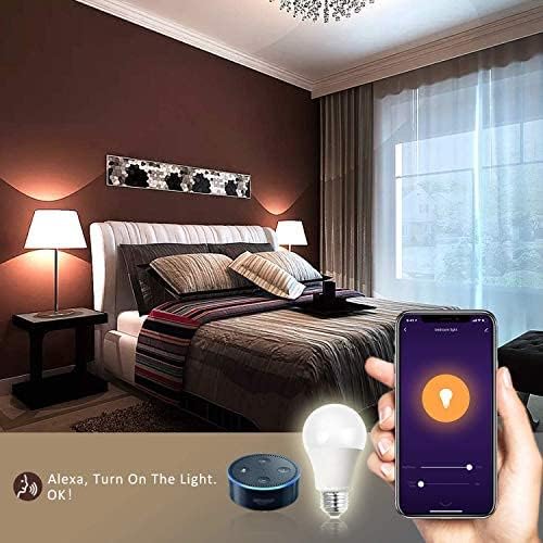 Peteme Smart WiFi Alexa Light Bulb, Led RGB Color Changing Bulbs, Compatible with Alexa, Siri, Echo, Google Home (No Hub Required), E26 A19 60W Multicolor (4 Pack)… Peteme