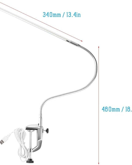 Lampara Para Mesa De Manicura Profesional, USB Clamp LED Desk Lamp, USB Adjustable Direction and Brightness Clip Eye-Caring Table Lamps LED Light Study Tattoo Light for Reading, Study - LeafyLoom
