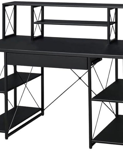 Acme Amiel Wooden 1-Drawer Writing Desk with Small Hutch in Black - LeafyLoom