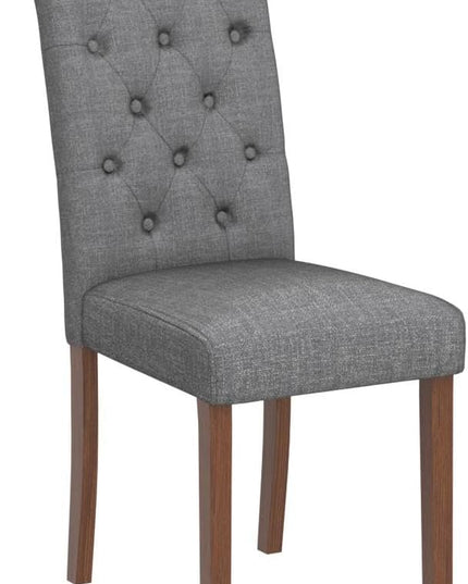 COLAMY Button Tufted Dining Chairs Set of 2, Parsons Upholstered Fabric Dining Room Chairs Kitchen Chairs with Wood Legs and Padded Seat, Dark Grey - LeafyLoom