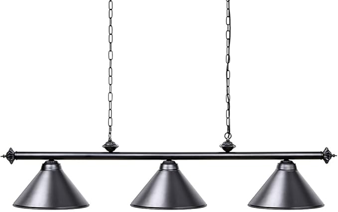 Wellmet 3 Light Pool Table Light, Vintage Retro Kitchen Island Pendant Light with Matte Black Shade, Modern Industrial Chandelier - LeafyLoom