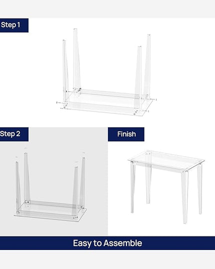 HMYHUM Small Acrylic Computer Desk, 35.4 Inch, Clear Study Desk for Home Office, Writing, Vanity, Modern, Easy Assembly, 19.7" W x 29.5" H, Right-Angle Legs Design - LeafyLoom