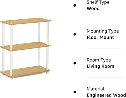 Furinno Turn-N-Tube Display Rack, 3-Tier Single, Beech - LeafyLoom