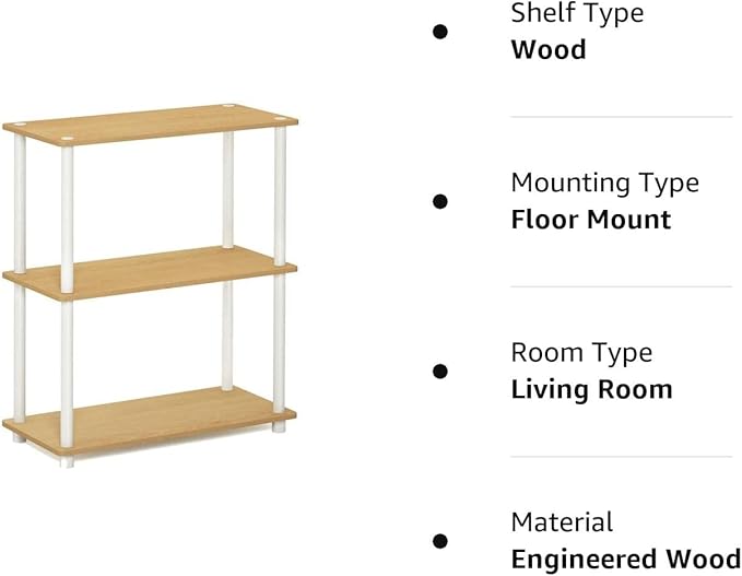 Furinno Turn-N-Tube Display Rack, 3-Tier Single, Beech - LeafyLoom