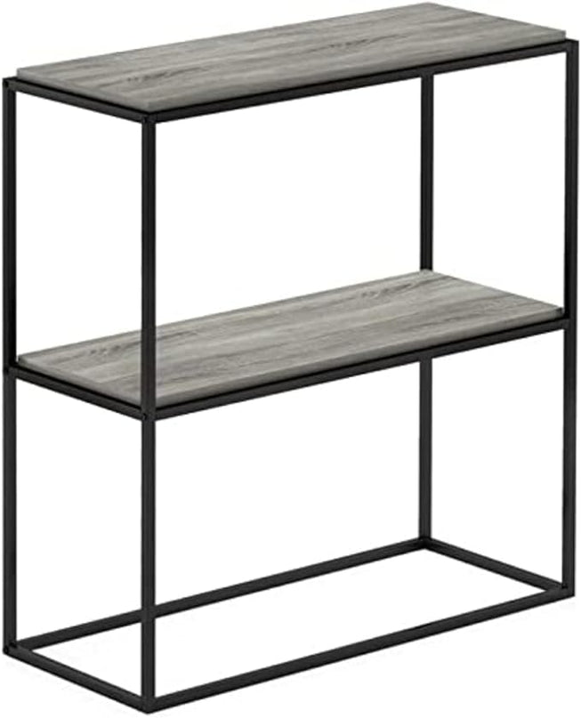 Furinno Moretti Modern Wide Stackable Metal Shelf, French Oak Grey - LeafyLoom