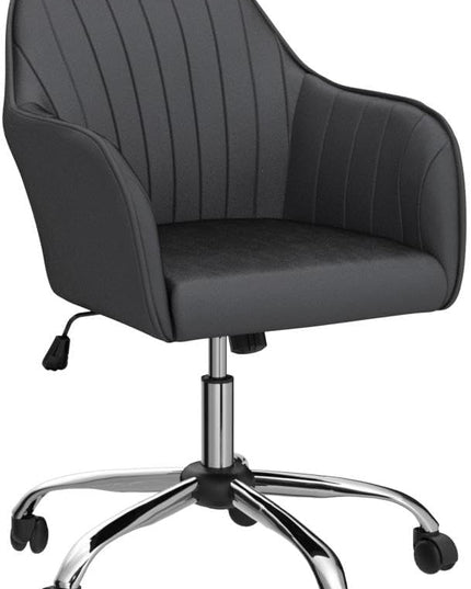 Yaheetech Modern Velvet Desk Chair Soft Height-Adjustable Swivel Computer Chair for Makeup Room Living Room Bedroom Soft Upholstered Office Chair Gray - LeafyLoom