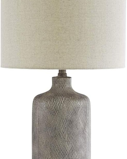 Signature Design by Ashley Linus Modern 25" Ceramic Table Lamp, Natural Stone Finish - LeafyLoom