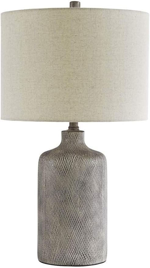 Signature Design by Ashley Linus Modern 25" Ceramic Table Lamp, Natural Stone Finish - LeafyLoom