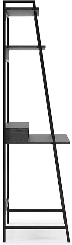 Signature Design by Ashley Yarlow Modern Home Office Writing Desk with Shelf, Black - LeafyLoom