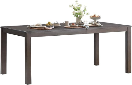 COLAMY Wood Dining Table for 4 6 People, Rectangle Wooden Kitchen Table with Square Legs, Farmhouse Dinner Table for Dining Room, Office, Brown - LeafyLoom