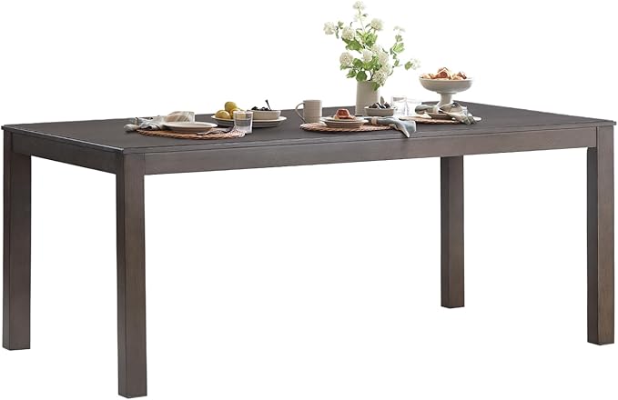 COLAMY Wood Dining Table for 4 6 People, Rectangle Wooden Kitchen Table with Square Legs, Farmhouse Dinner Table for Dining Room, Office, Brown - LeafyLoom
